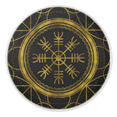 Viking-beschermingstroepen helm van awe talisman keramische knop (Voorkant)