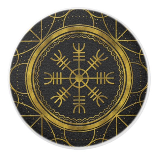 Viking-beschermingstroepen helm van awe talisman keramische knop (Voorkant)