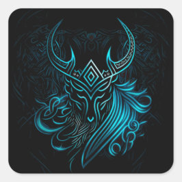 Viking, blauw symbool, digitale afbeelding vierkante sticker