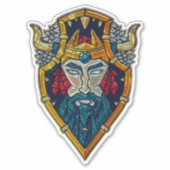 Viking blauwe baard metallic look sticker (Voorkant)