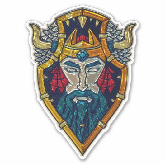 Viking blauwe baard metallic look sticker (Voorkant)