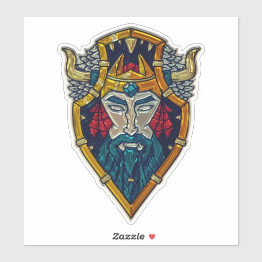 Viking blauwe baard metallic look sticker (Vel)