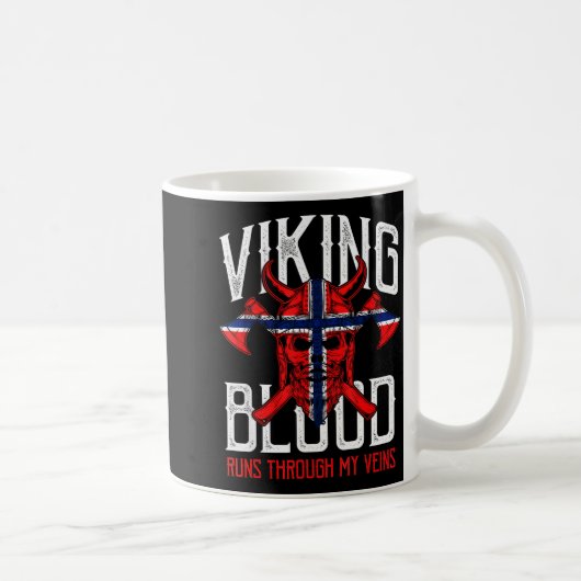 Viking Blood Skull Norwegian Flag Pride Norway  Koffiemok (Rechts)
