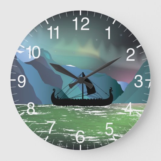 Viking Boat in Norwegian Fjord Grote Klok (Voorkant)