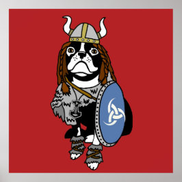 Viking Boston Terrier Poster