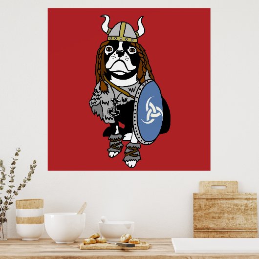 Viking Boston Terrier Poster (Keuken)