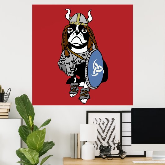 Viking Boston Terrier Poster (Thuiskantoor)