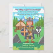 Viking Boy krijger en pet woolf Birthday Party Kaart (Voorkant)