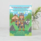 Viking Boy krijger en pet woolf Birthday Party Kaart (Staand voorkant)