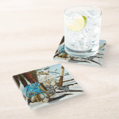 Viking Cat and Blue Dragon Glazen Onderzetter (Schuin)