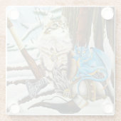 Viking Cat and Blue Dragon Glazen Onderzetter (Achterkant)