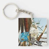 Viking Cat Blue Dragon QR-code Sleutelhanger (Voorkant)