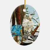 Viking Cat en Blue Dragon Keramisch Ornament (Voorkant)