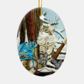 Viking Cat en Blue Dragon Keramisch Ornament (Achterkant)