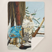 Viking Cat en Blue Dragon Sherpa Deken (Voorkant)