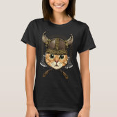 Viking Cat Renaissance Medieval Norse Pagan Valhal T-shirt (Voorkant)