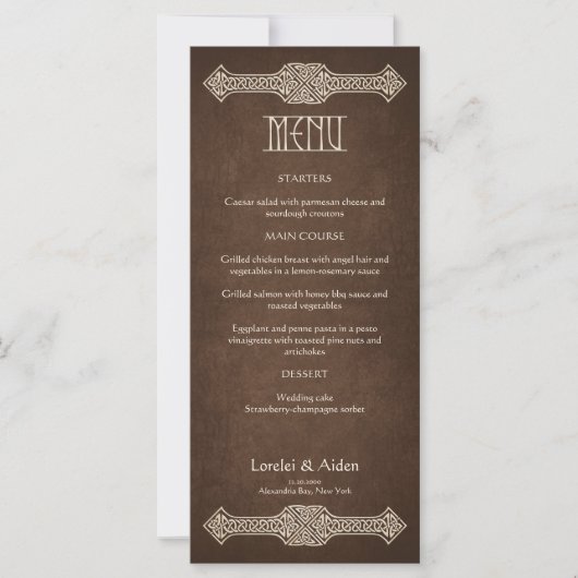 Viking Celtic Gamer Wedding Menu (Voorkant)