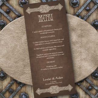Viking Celtic Gamer Wedding Menu