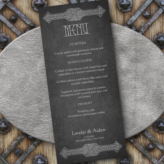 Viking Celtic Gamer Wedding Menu