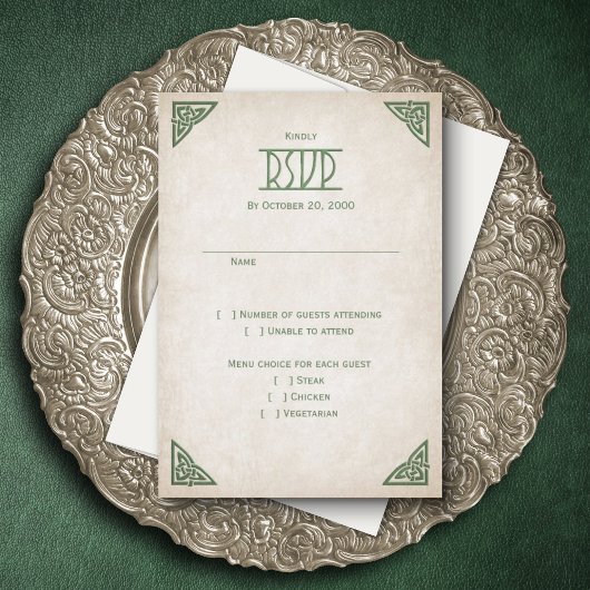 Viking Celtic Gamer Wedding RSVP Kaartje