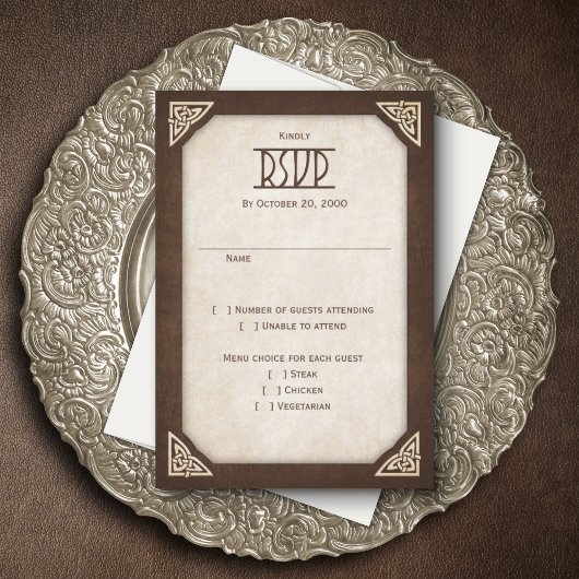 Viking Celtic Gamer Wedding RSVP Kaartje