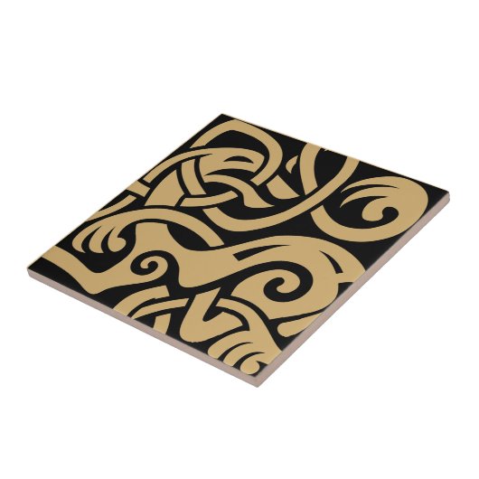 Viking Celtic Intertwining Animal Pattern Tegeltje (Zijkant)