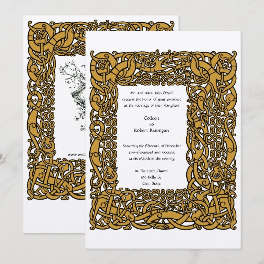 Viking Celtic Knots Border Wedding Kaart (Voorkant / Achterkant)