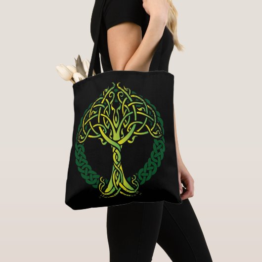 Viking Celtic Knotwork Tree of Life Tote Bag (Dichtbij)