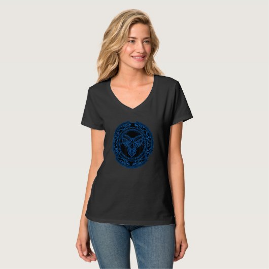 Viking Celtic Ram Aries Zodiac T-shirt (Voorkant volledig)