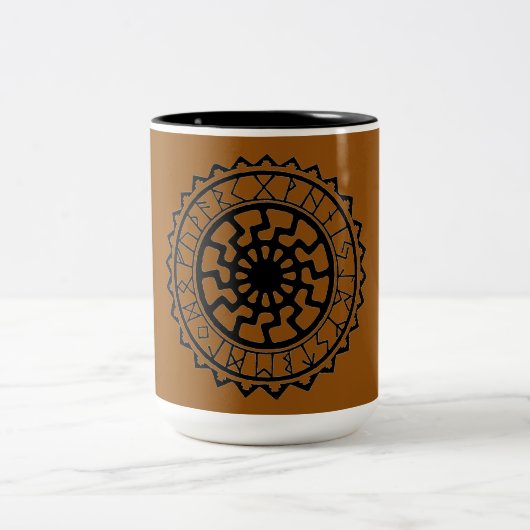 Viking Celtic Sun Rune Calendar Ceramic Mok (Center)