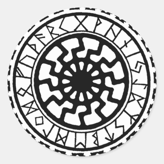 Viking Celtic Sun Rune Calendar Ronde Sticker (Voorkant)