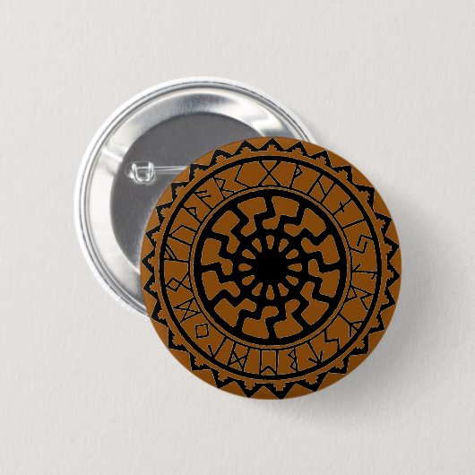 Viking Celtic Sun Rune Kalender Button (Voorkant /achterkant)
