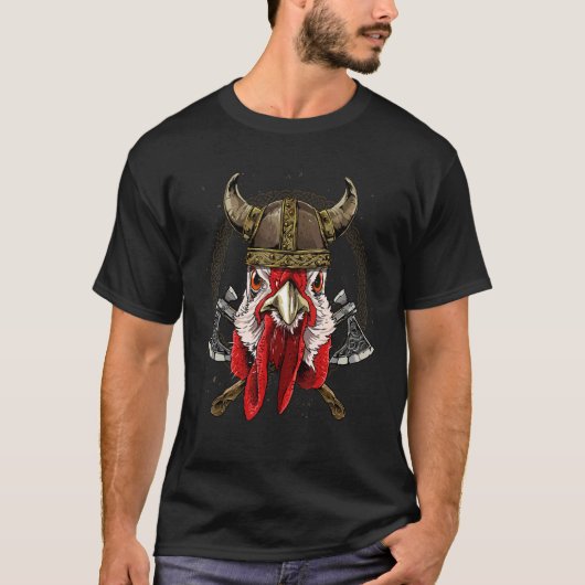 Viking Chicken Renaissance Medieval Norse Pagan Va T-shirt (Voorkant)