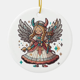 Viking Christmas Angel Keramisch Ornament