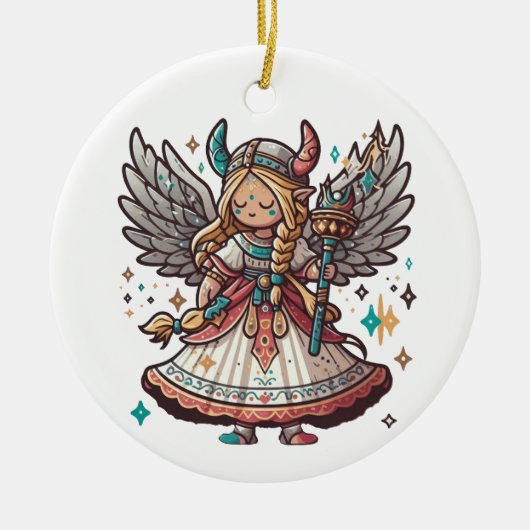 Viking Christmas Angel Keramisch Ornament (Voorkant)