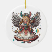 Viking Christmas Angel Keramisch Ornament (Achterkant)
