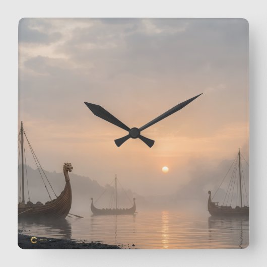 Viking Clock Vierkante Klok (Voorkant)