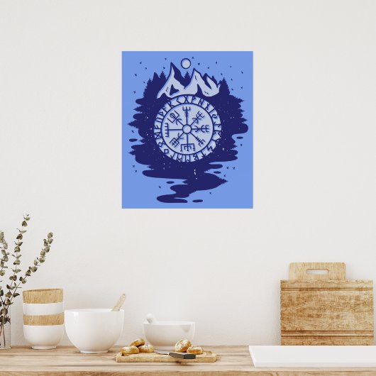Viking Compass Nordic Symbols Poster (Keuken)