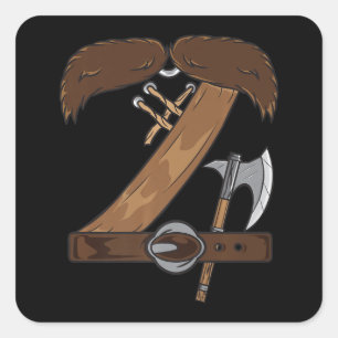 Viking Costume Halloween Mustache Belt Ax Cosplay Vierkante Sticker