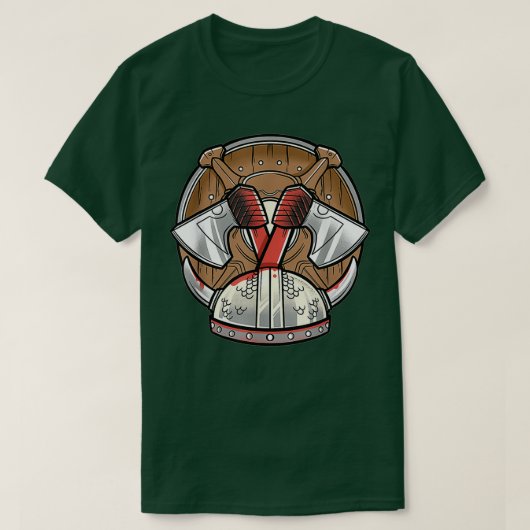 Viking Decor Shield Helmet Ax T-shirt (Design voorkant)