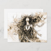 Viking Deity Sketch Drawing of Norse Goddess Hel Briefkaart (Voorkant / Achterkant)