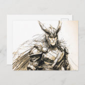 Viking Deity Sketch Pen Drawing of Norse God Loki Briefkaart (Voorkant / Achterkant)