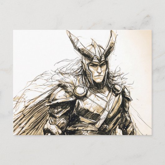 Viking Deity Sketch Pen Drawing of Norse God Loki Briefkaart (Voorkant)