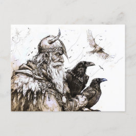 Viking Deity Sketch Pen Drawing of Norse God Odin Briefkaart