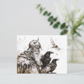 Viking Deity Sketch Pen Drawing of Norse God Odin Briefkaart (Staand voorkant)