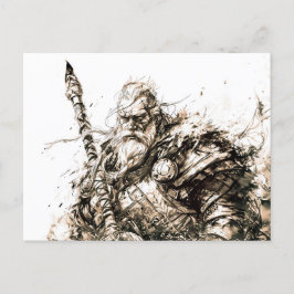 Viking Deity Sketch Pen Drawing of Norse God Odin Briefkaart