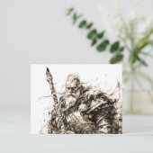 Viking Deity Sketch Pen Drawing of Norse God Odin Briefkaart (Staand voorkant)