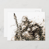 Viking Deity Sketch Pen Drawing of Norse God Odin Briefkaart (Voorkant / Achterkant)