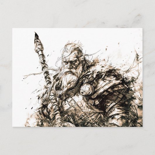 Viking Deity Sketch Pen Drawing of Norse God Odin Briefkaart (Voorkant)