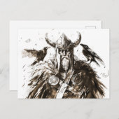 Viking Deity Sketch Pen Drawing of Norse God Odin Briefkaart (Voorkant / Achterkant)